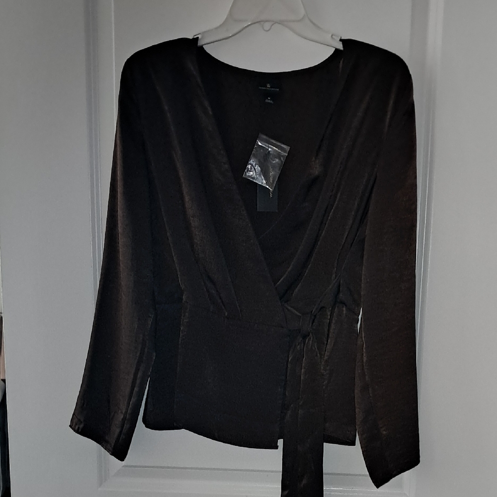 Elegant Brown Wrap Top